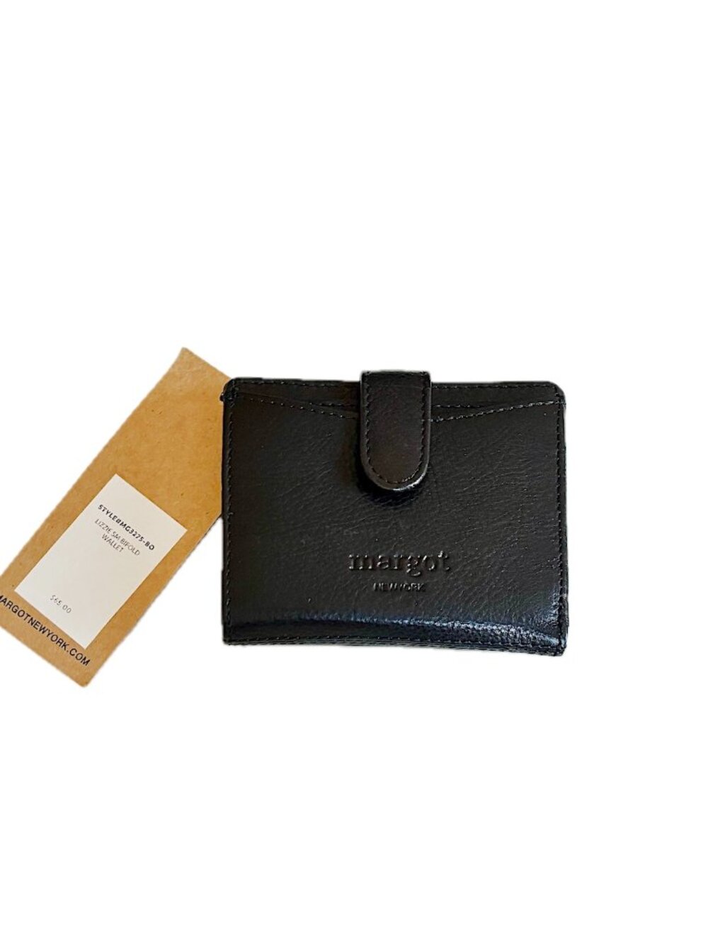 Margot Lizzie Small Bifold Wallet Compact Black Leather Billfold  NEW